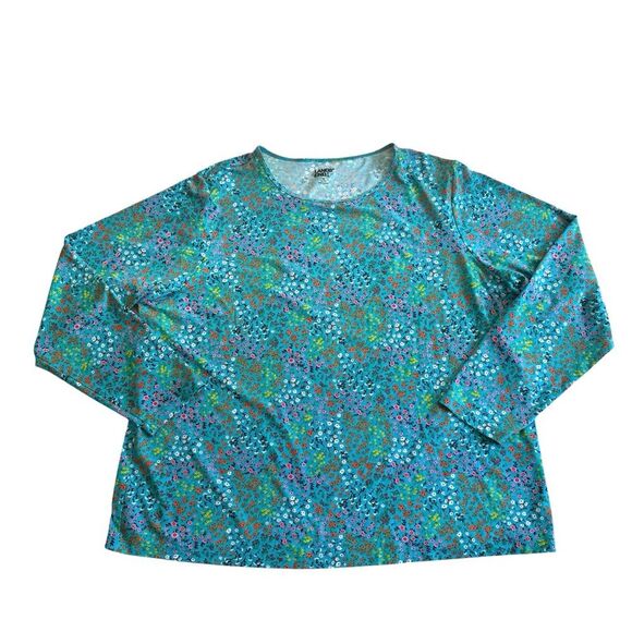 Land’s End Ditzy Floral Long Sleeve Rash Guard Athletic Tee Shirt Plus Sz 1X EUC - Picture 3 of 13